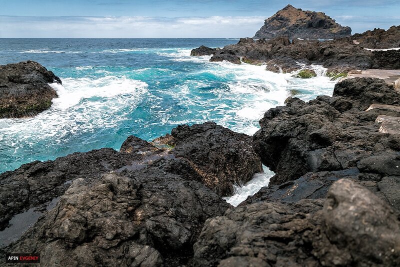 Ocean Waves on Rocks — Blue, Dramatic, Afternoon, Photograph, Sea