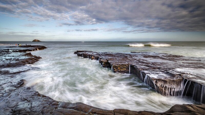 Ocean Waves on Rocks — Blue, Dramatic, Morning