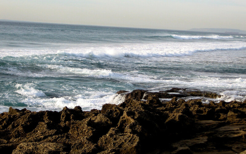 Ocean Waves on Rocks — Blue, Dynamic, Afternoon, Photograph