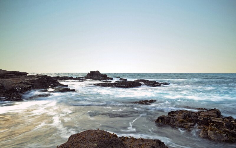 Ocean Waves on Rocks — Blue, Serene, Afternoon, Photograph, Sea