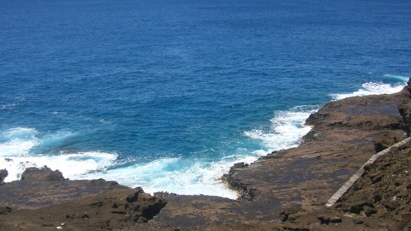 Ocean Waves on Rocks — Blue, Serene, Afternoon