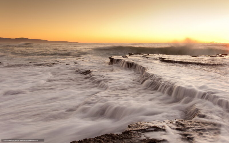 Ocean Waves on Rocks — Orange, Serene