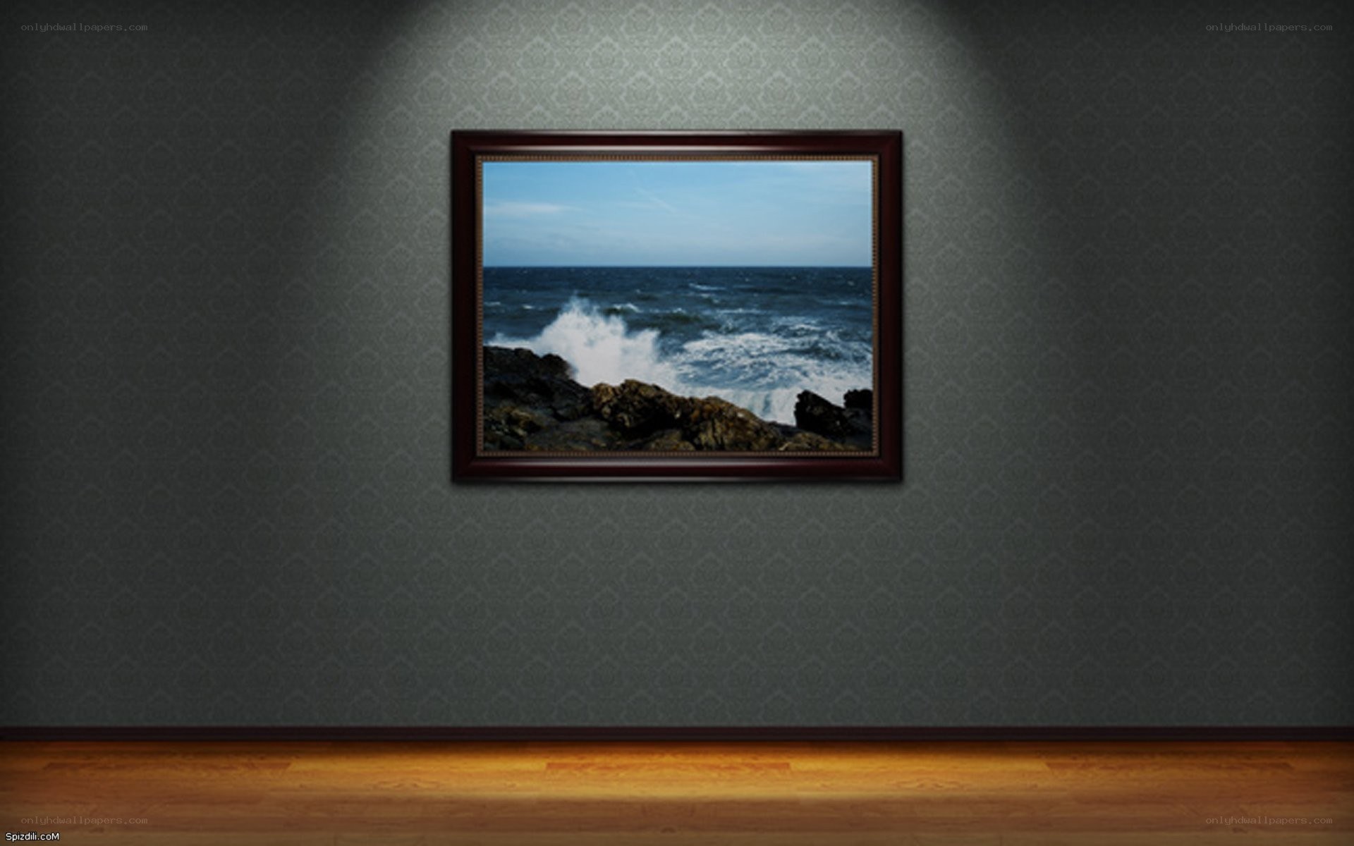 Ocean waves on rocky shore