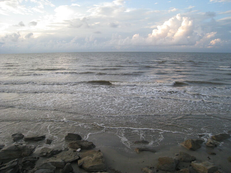 Ocean Waves on Rocky Shore — Blue, Calm, Morning, Photograph