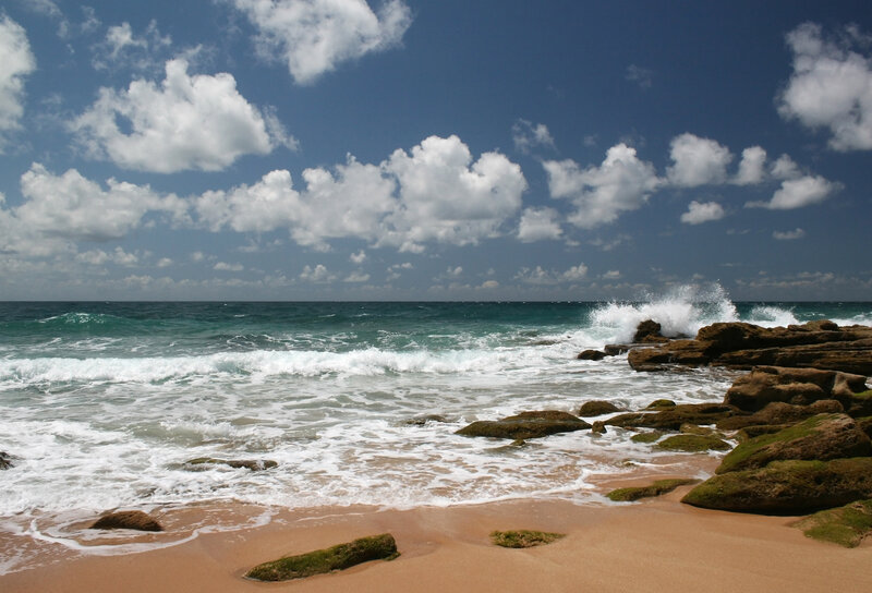 Ocean Waves on Rocky Shore — Blue, Dynamic