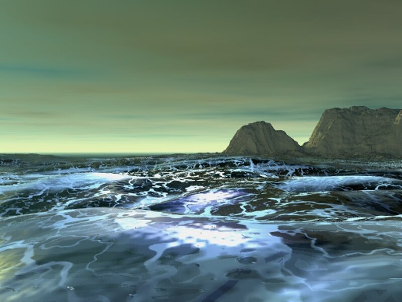 Ocean Waves on Rocky Shore — Green