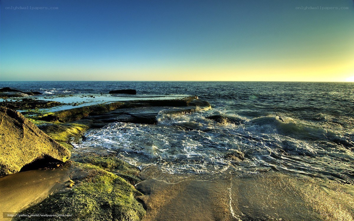 Ocean waves on rocky shore