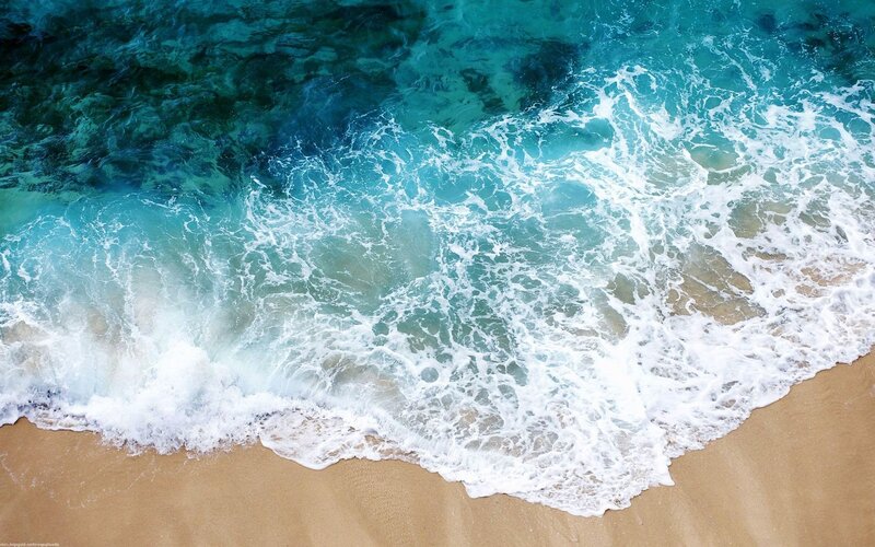 Ocean Waves on Sand — Blue, Afternoon