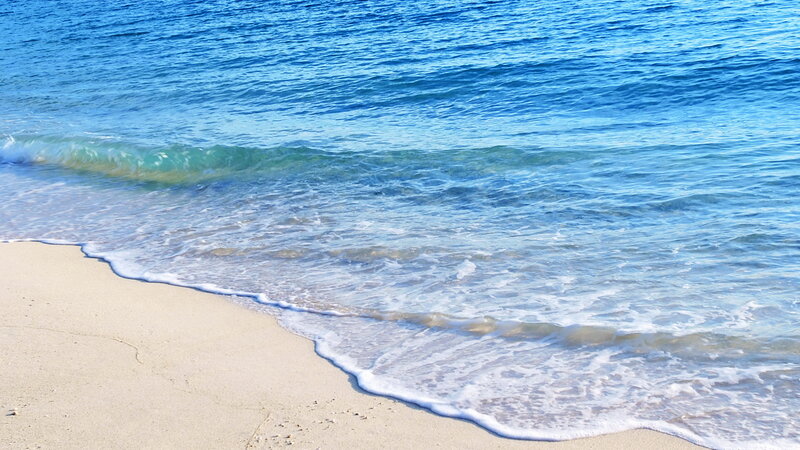 Ocean Waves on Sand — Blue, Calm, Afternoon, Photograph, Foam, White, Beige
