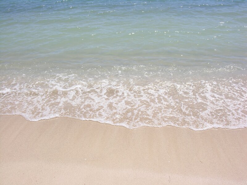 Ocean Waves on Sand — Blue, Calm, Afternoon, Photograph, Sea, Beige