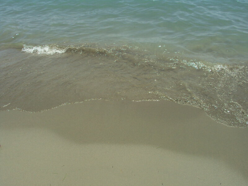 Ocean Waves on Sand — Blue, Calm, Afternoon, Photograph, Sea, Brown