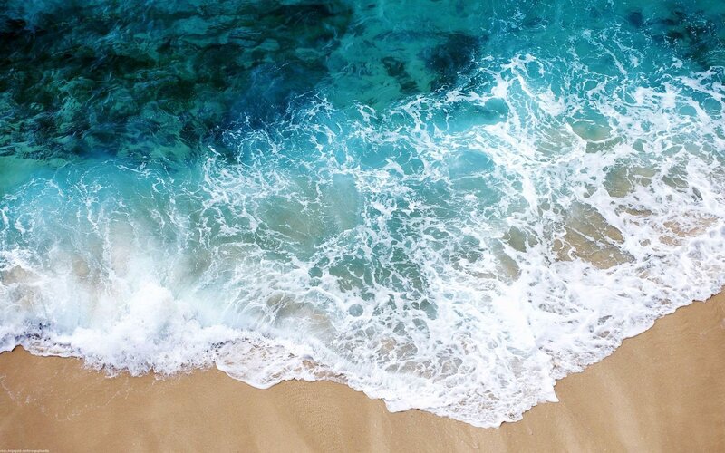 Ocean Waves on Sand — Blue, Photograph