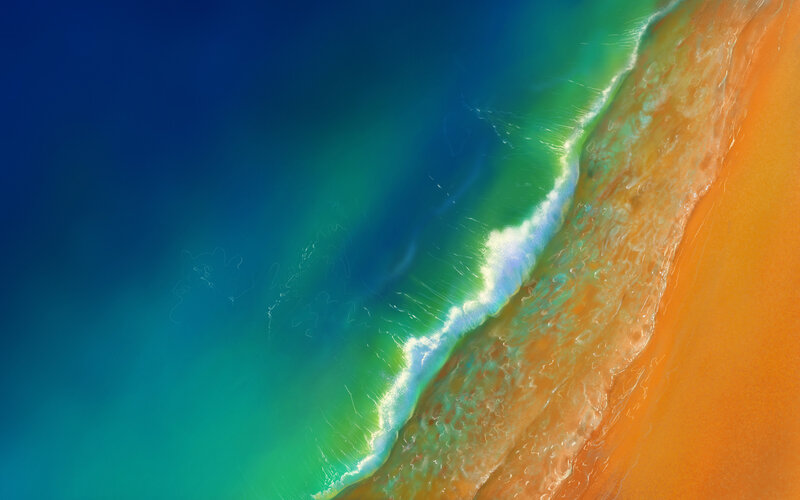 Ocean Waves on Sand — Blue, Serene, Afternoon