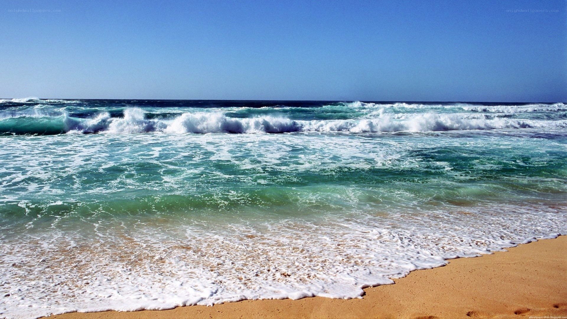 Ocean waves on sandy beach