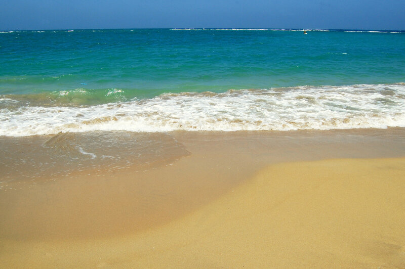 Ocean Waves on Sandy Beach — Blue, Calm, Afternoon, Photograph