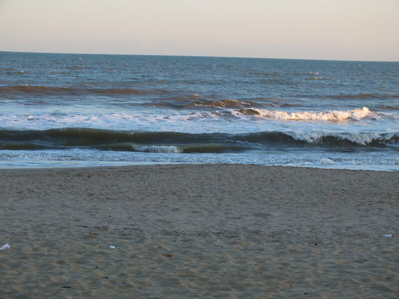 Ocean Waves on Sandy Beach — Blue, Calm, Sunset