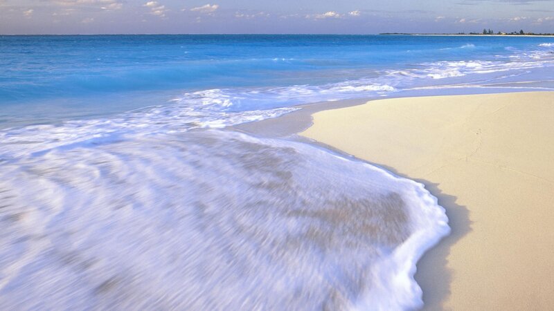 Ocean Waves on Sandy Beach — Blue, Photograph