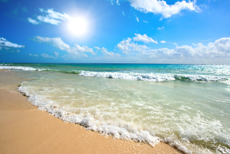 Ocean Waves on Sandy Beach — Blue, Serene, Afternoon, Photograph, Sand, Sun