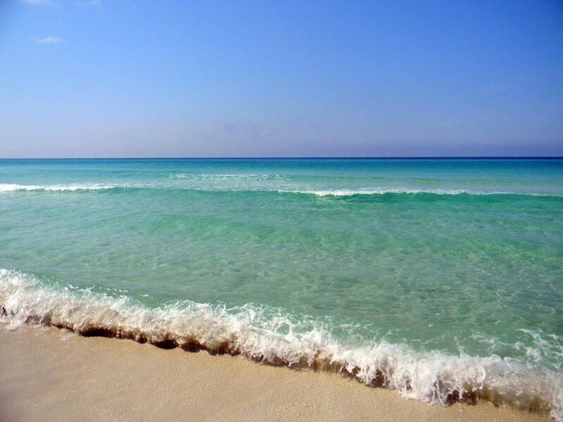 Ocean Waves on Sandy Beach — Blue, Serene, Afternoon, Photograph