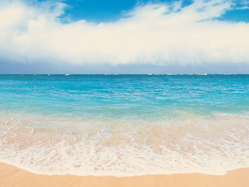 Ocean Waves on Sandy Beach — White