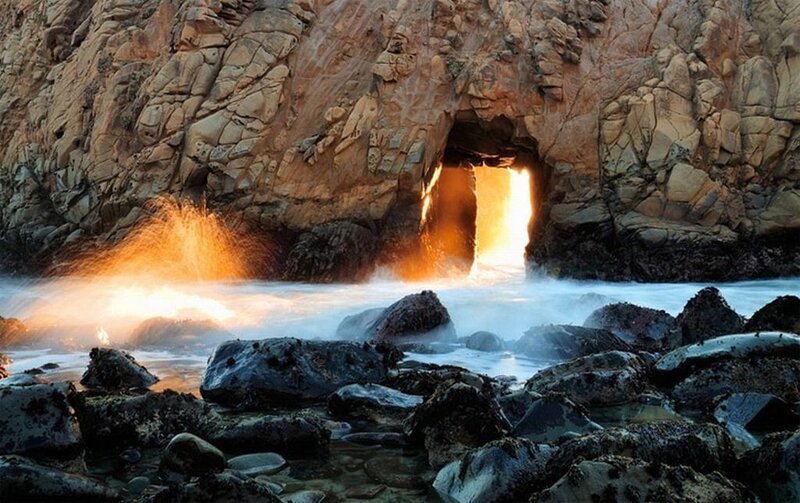 Ocean Waves Through Cave
