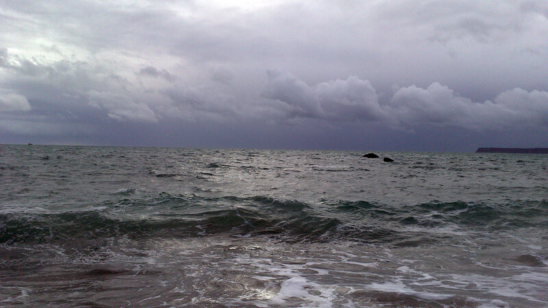 Ocean Waves under Cloudy Sky — Gray