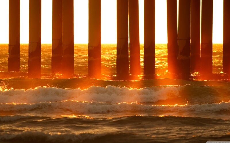 Ocean Waves under Pier