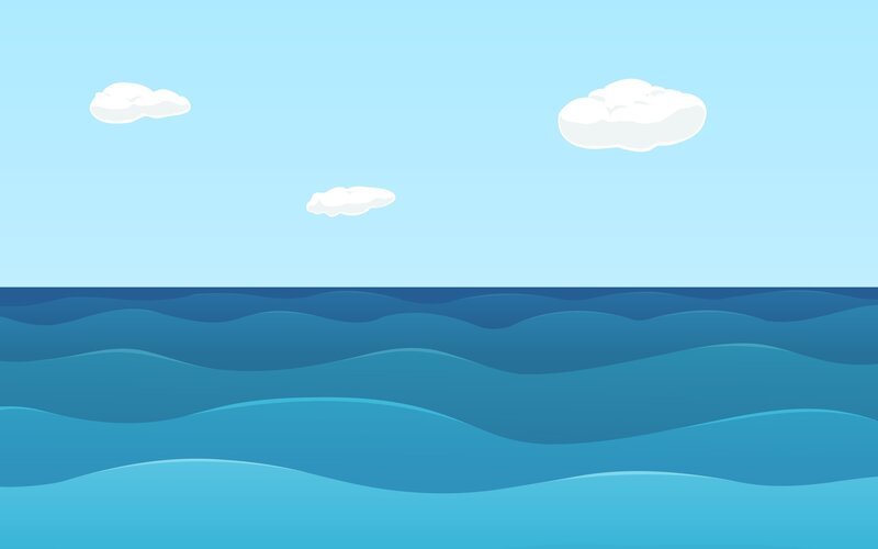 Ocean Waves under Sky — Blue, Calm
