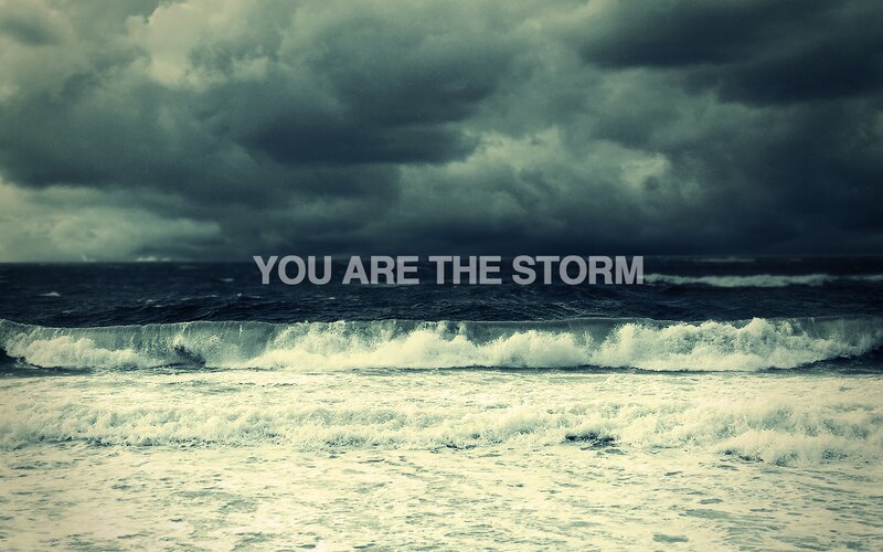Ocean Waves under Stormy Sky — Gray, Dramatic, Photograph, Clouds, Text