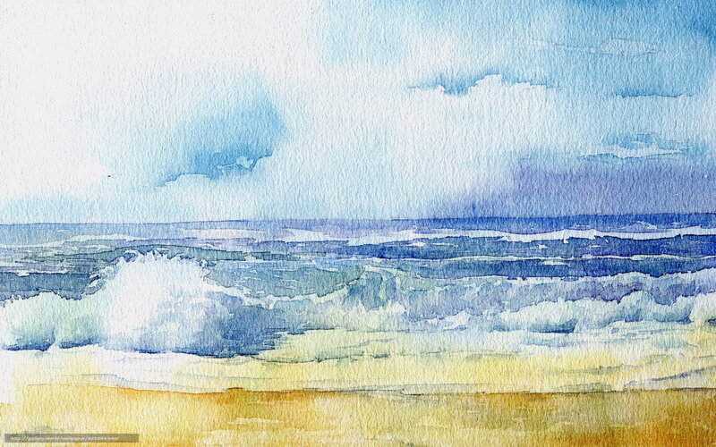 Ocean waves watercolor painting