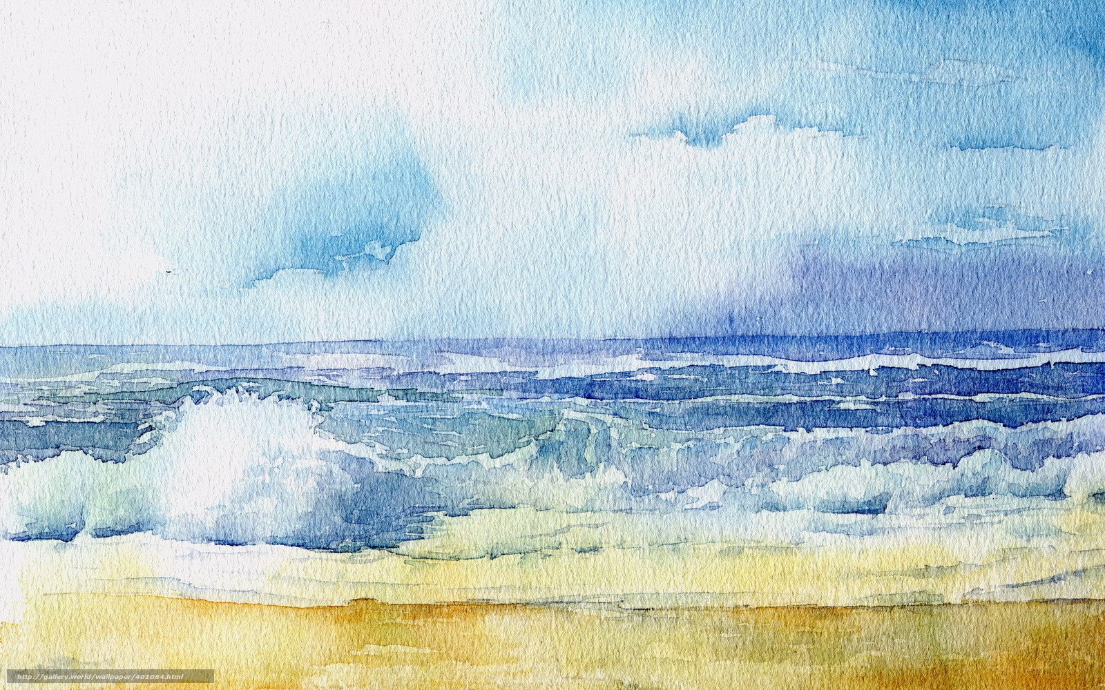 Ocean waves watercolor painting