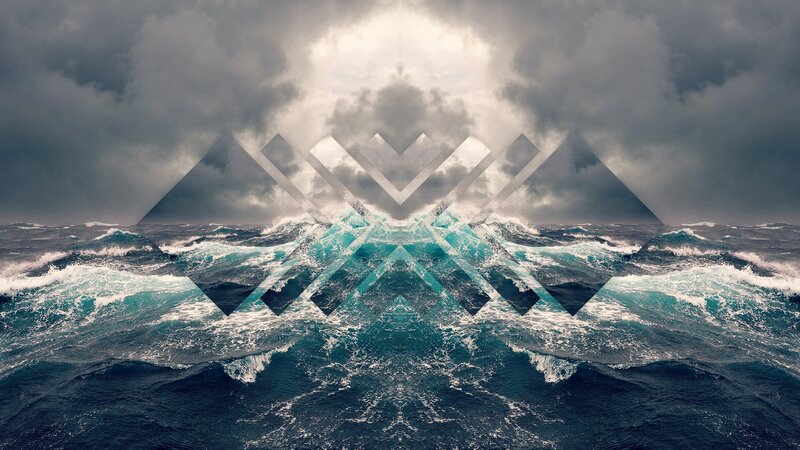 Ocean Waves with Geometric Overlay