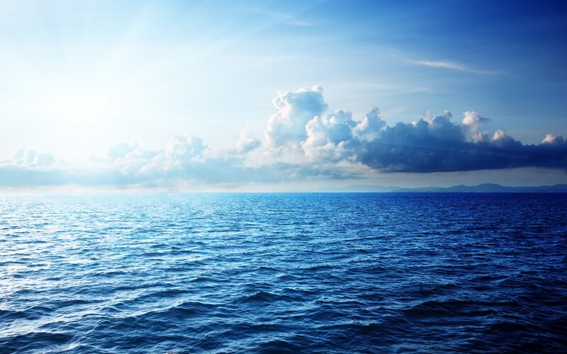 Ocean with Clouds — Blue, Serene, Afternoon