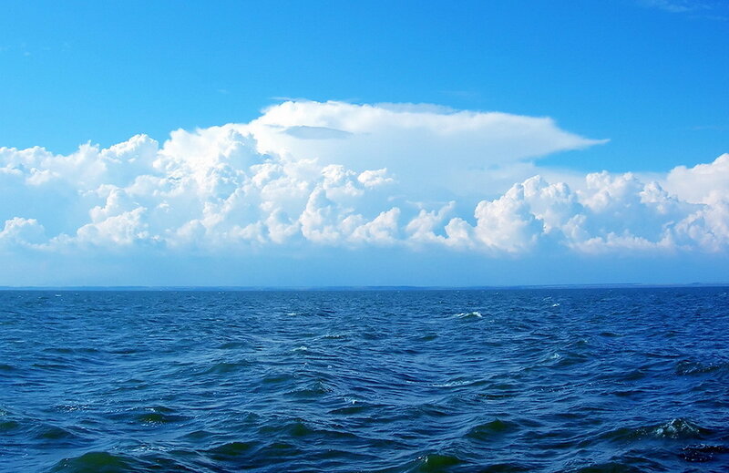 Ocean with cumulus clouds