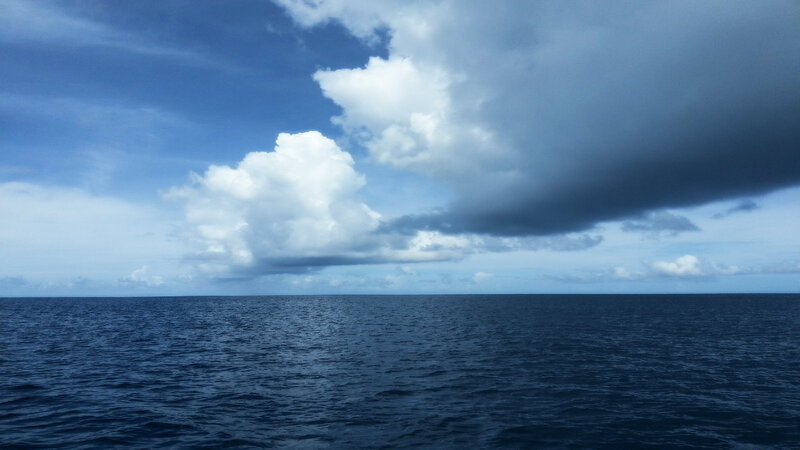 Ocean with Storm Clouds — Blue, Dramatic, Afternoon, Photograph
