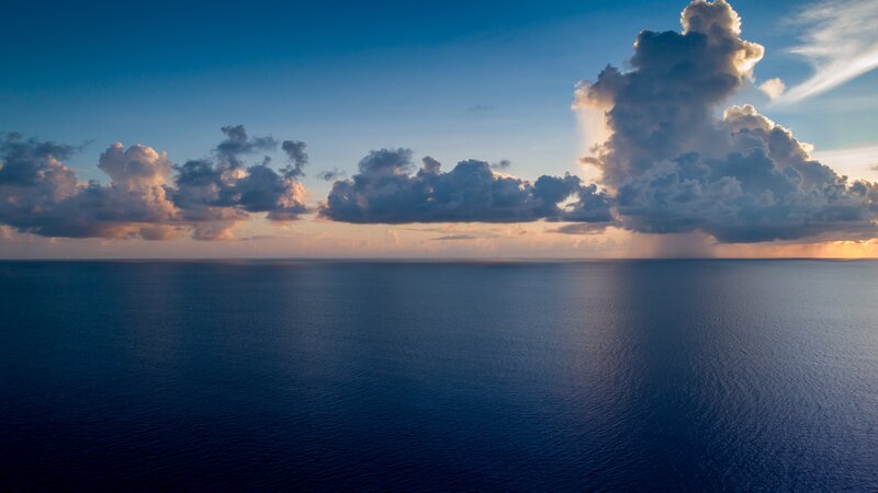 Ocean with Storm Clouds — Blue, Dramatic, Sunset, Photograph, Horizon