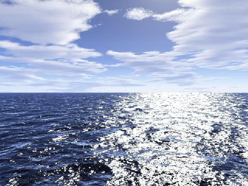 Ocean with sunlit water