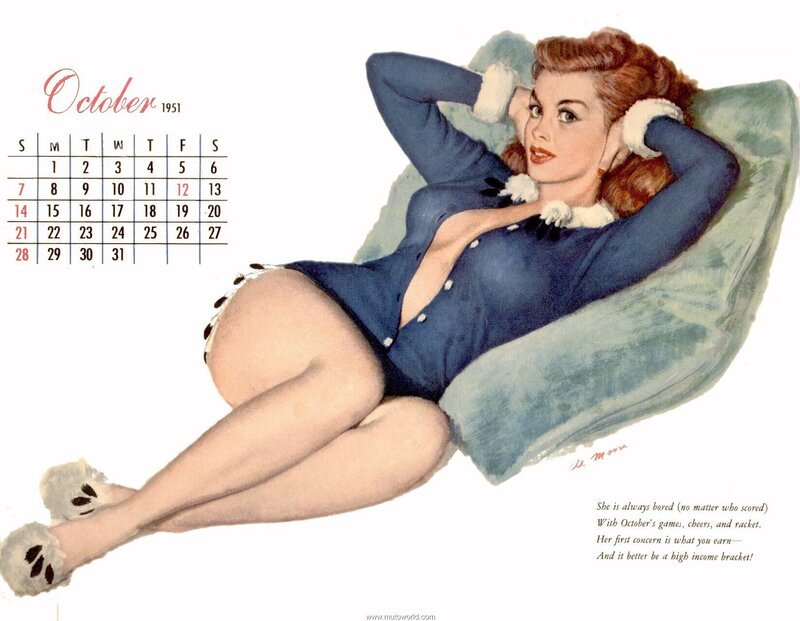October 1951 calendar illustration