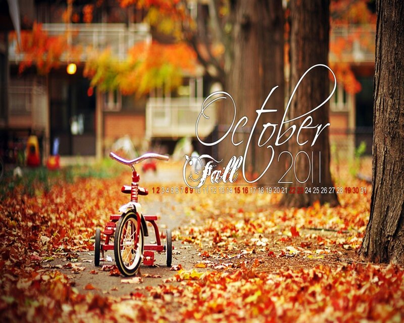October 2011 calendar with tricycle