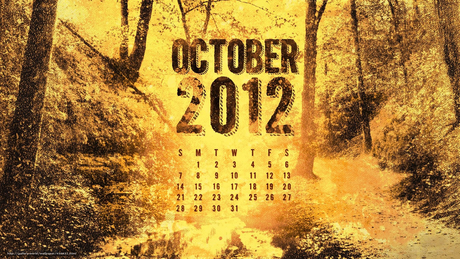 October 2012 calendar wallpaper