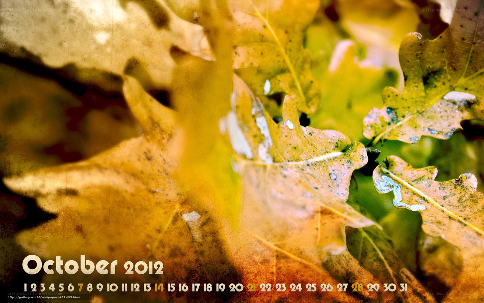 October 2012 calendar