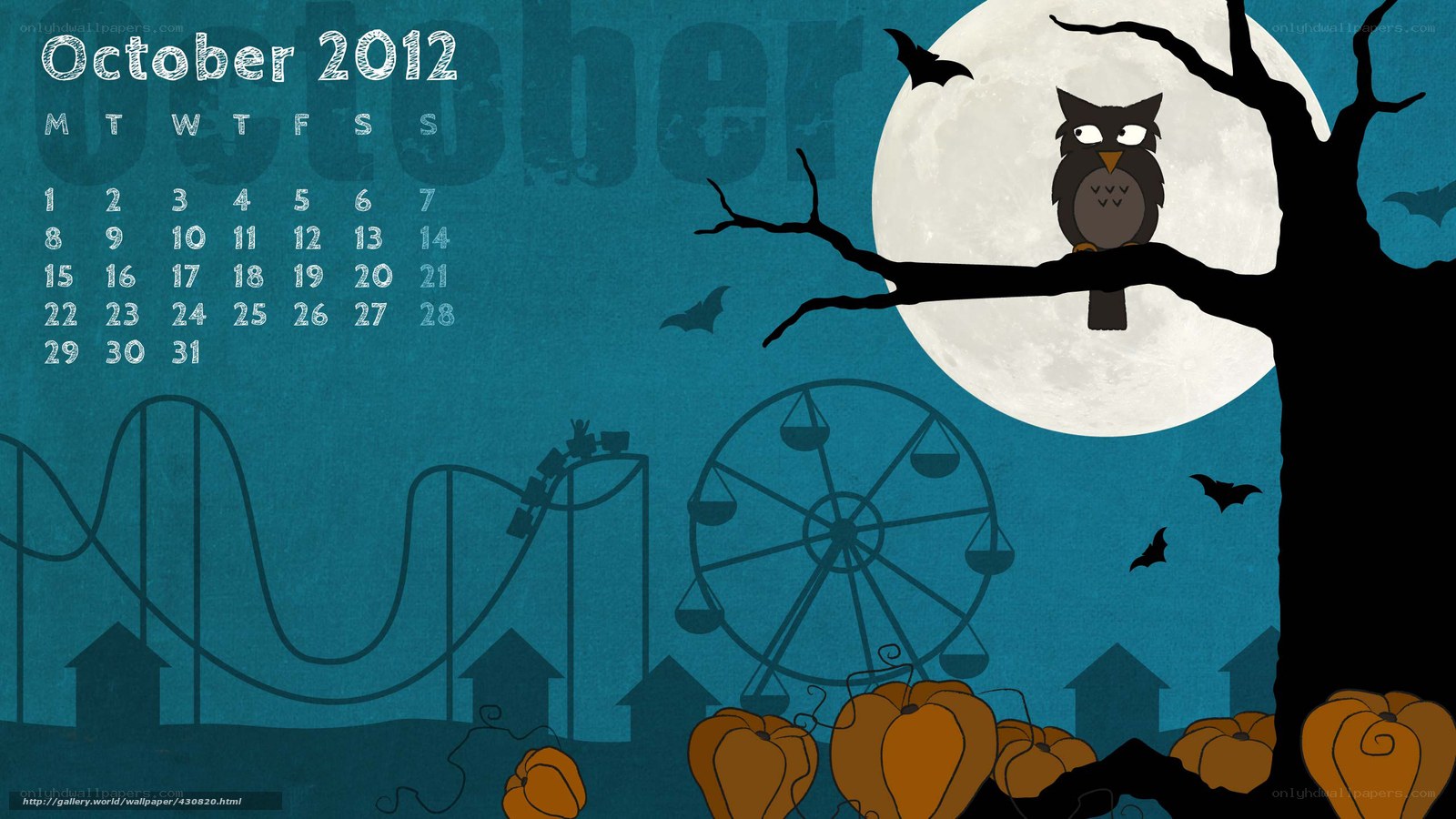 October 2012 Halloween calendar
