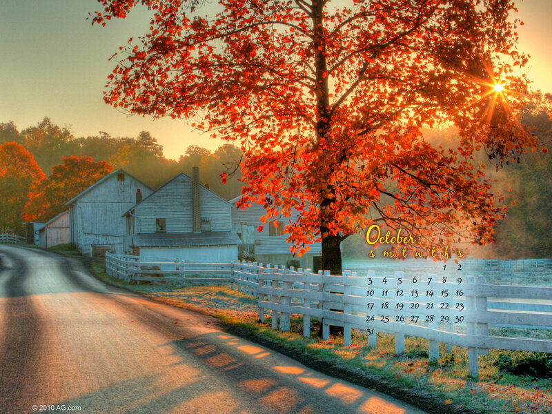 October autumn farm scene