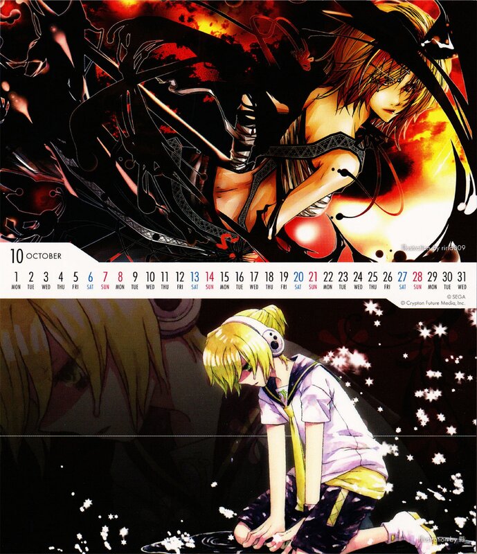 October calendar with anime art