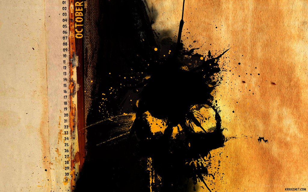 October calendar with ink splatter