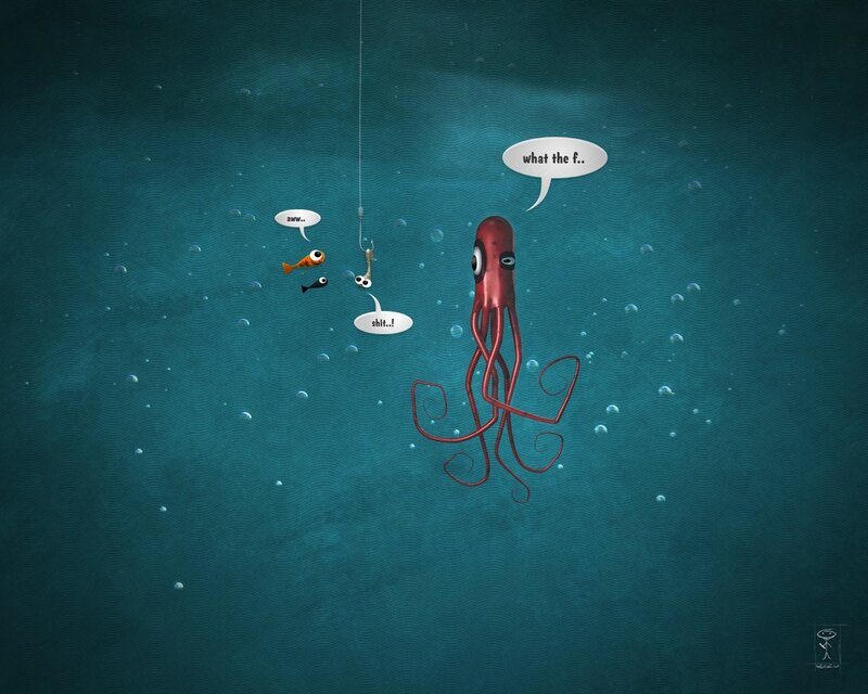 octopus and fish fishing
