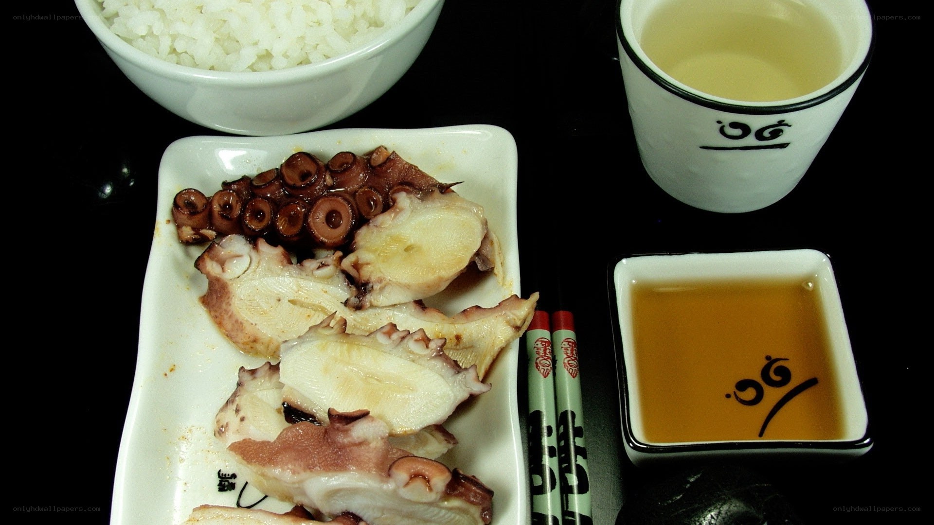 Octopus and rice meal