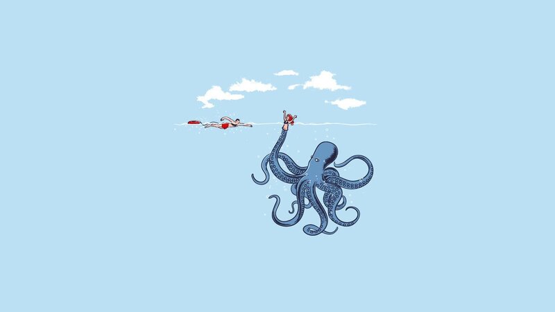 Octopus Attacking Swimmer