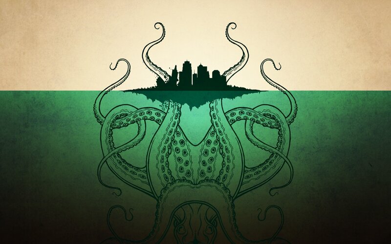 octopus city silhouette