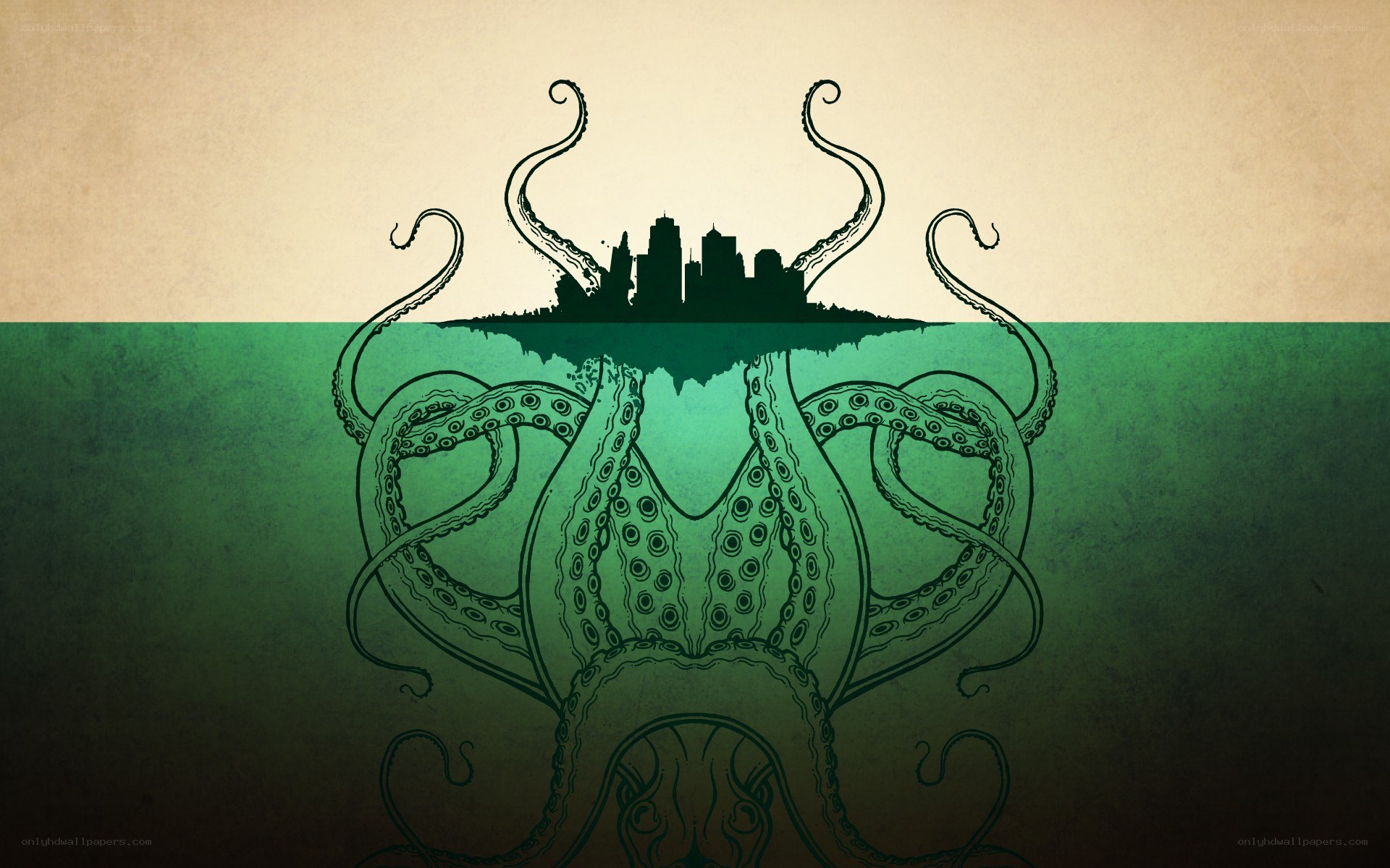 octopus city silhouette